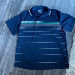 Men’s Chaps 78 Golf Stay-Dry Polo, size XXL, color blue with green/white stripes